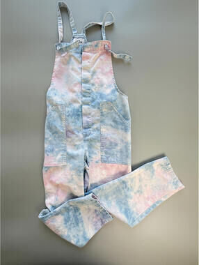 Tie Dye Overalls M, Pastel Denim Overalls, Y2K Overalls, Vintage Dungarees